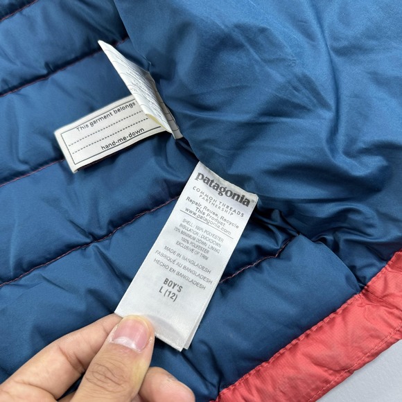 Patagonia Jacket Boys Large 12 Red Down Puffer Insulated Lightweight Hoodless - Picture 5 of 8